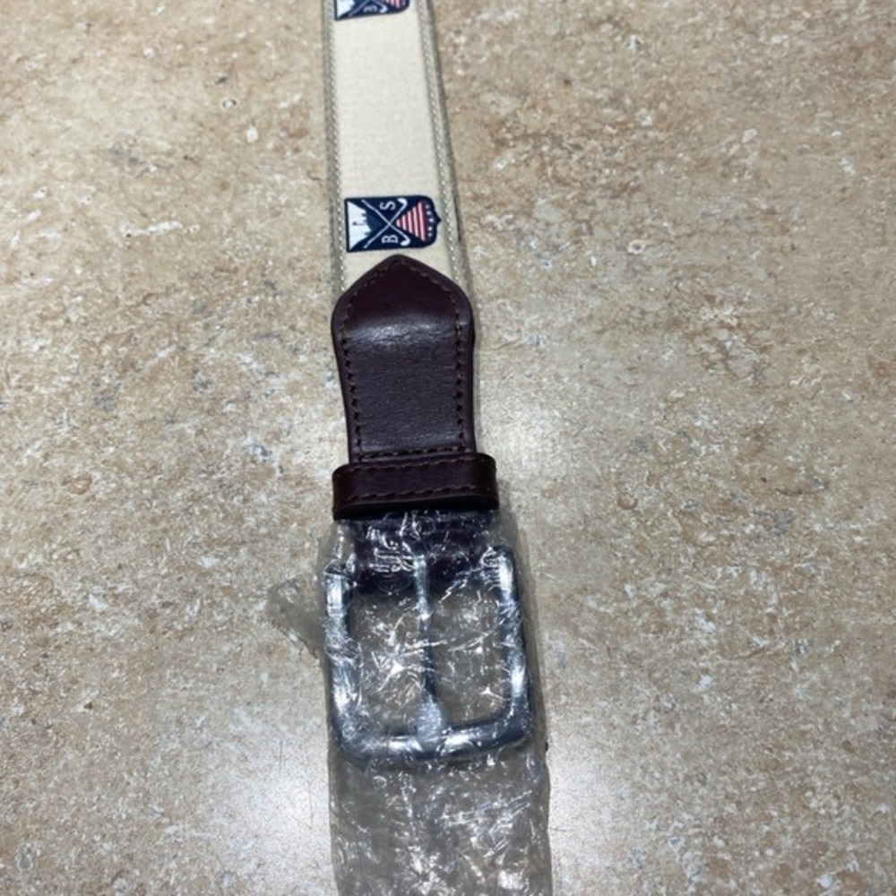 Boston Scott Mens Golf Belt Tan With Logo Silver Belt Buckle 0567